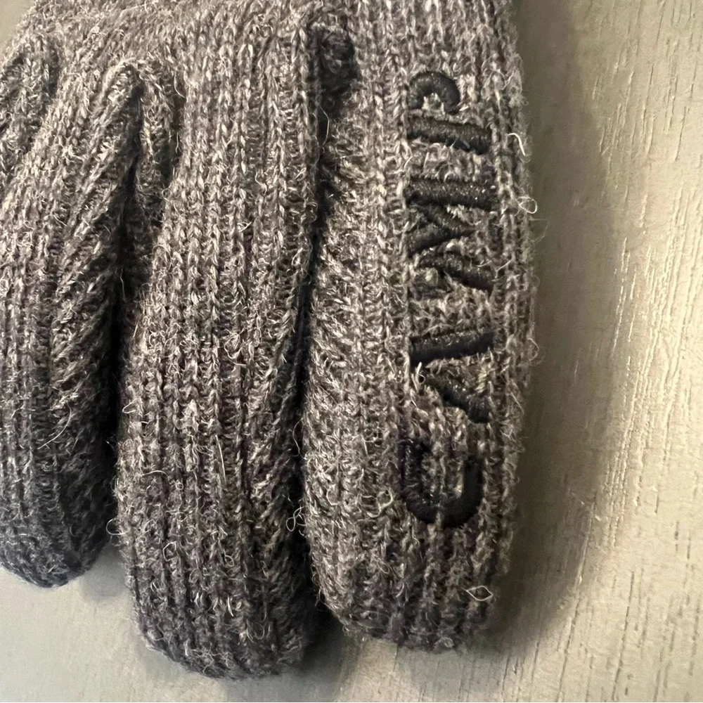 Camp G Wool Leather Winter Insulated Gloves Wrist Strap Black Gray Unisex XS